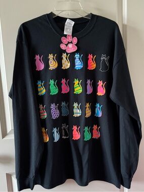 Colorful Cat Print Tee-shirt